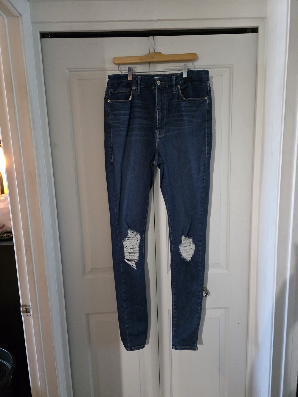 Good American Dark Blue Distressed Skinny Jeans